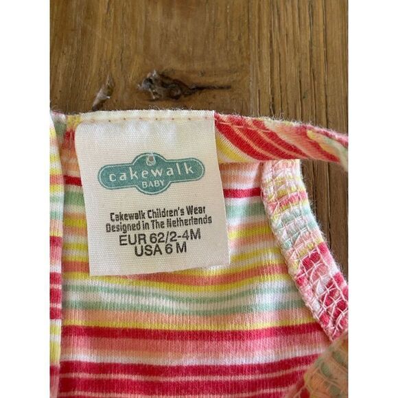 Cakewalk Baby Striped Romper with Matching Hat Size 6M - Picture 2 of 5